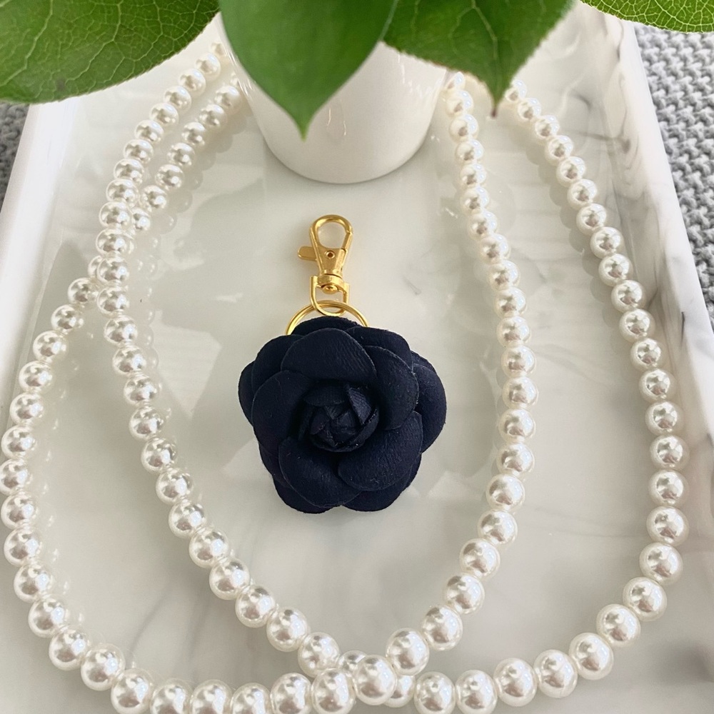 Camellia Flower purse charm / keychain